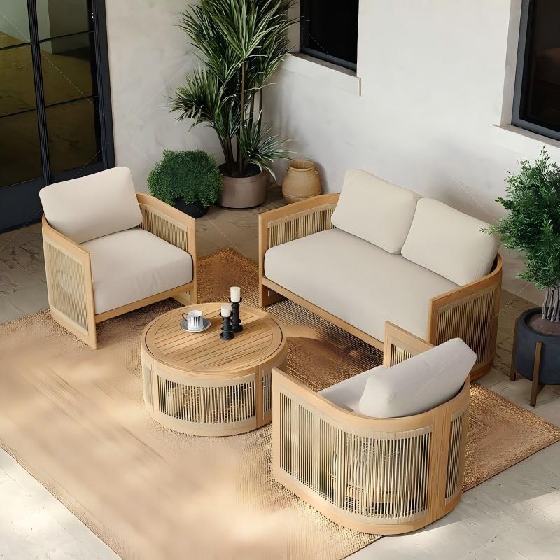 #Outdoor Teak Wood Sofa Set Li - Outdoor Lighting Accent recension och pris