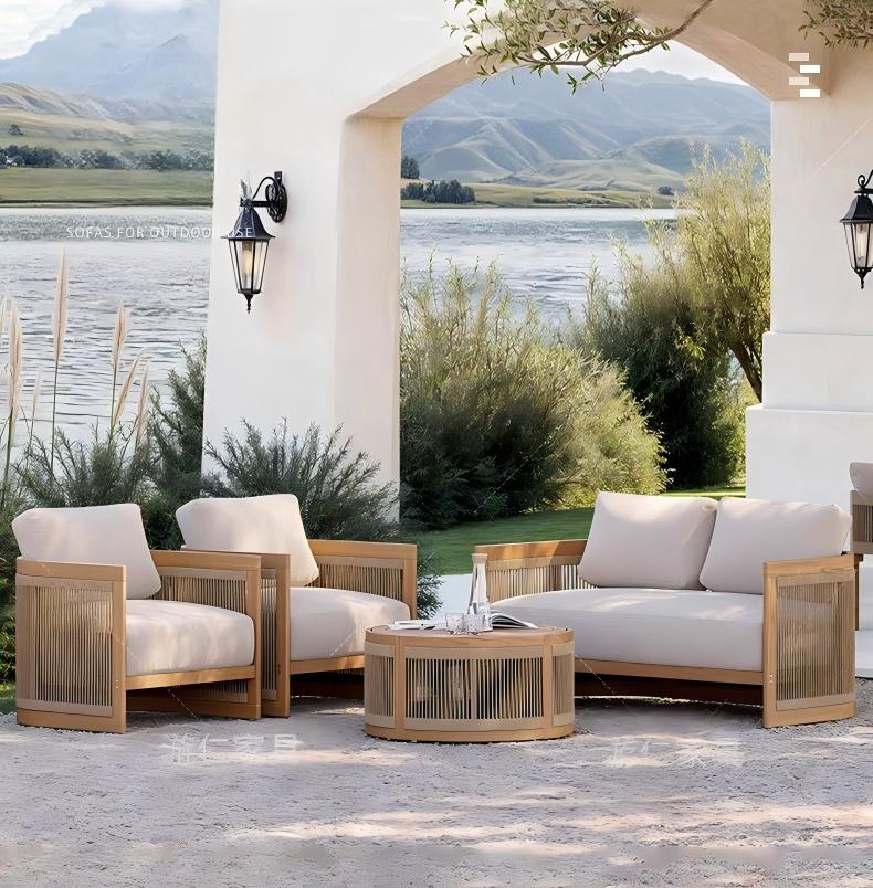 #Outdoor Teak Wood Sofa Set Li - Outdoor Lighting Accent recension och pris