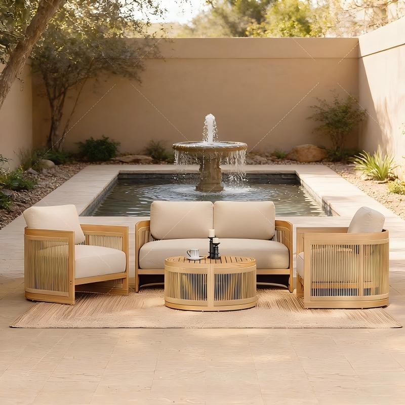#Outdoor Teak Wood Sofa Set Li - Outdoor Lighting Accent recension och pris