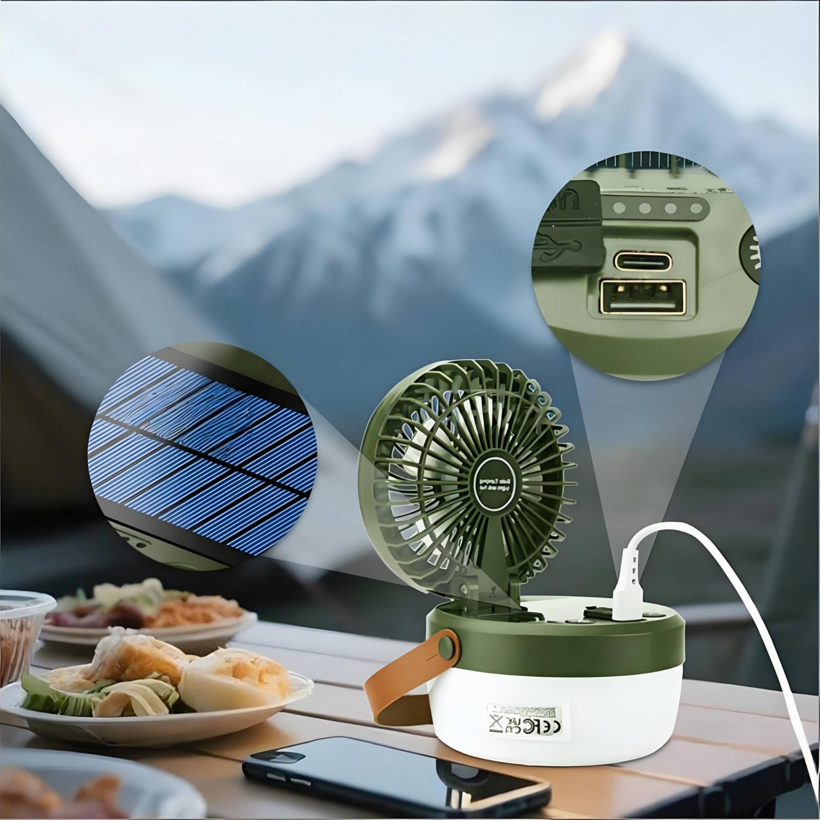 Solar Camping Fan Lantern Fold - Hanging Outdoor Lighting recension och pris