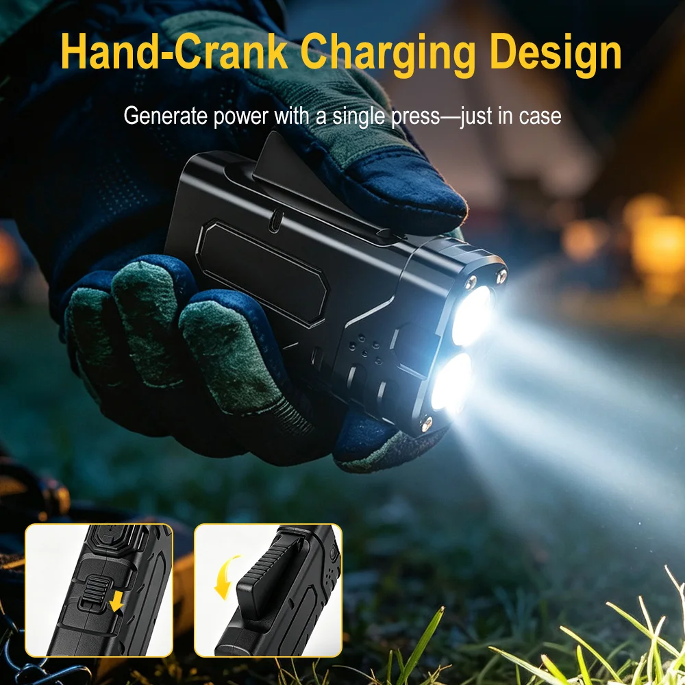 BORUIiT Hand Crank EDC LED Fla - Outdoor Lighting Quality recension och pris
