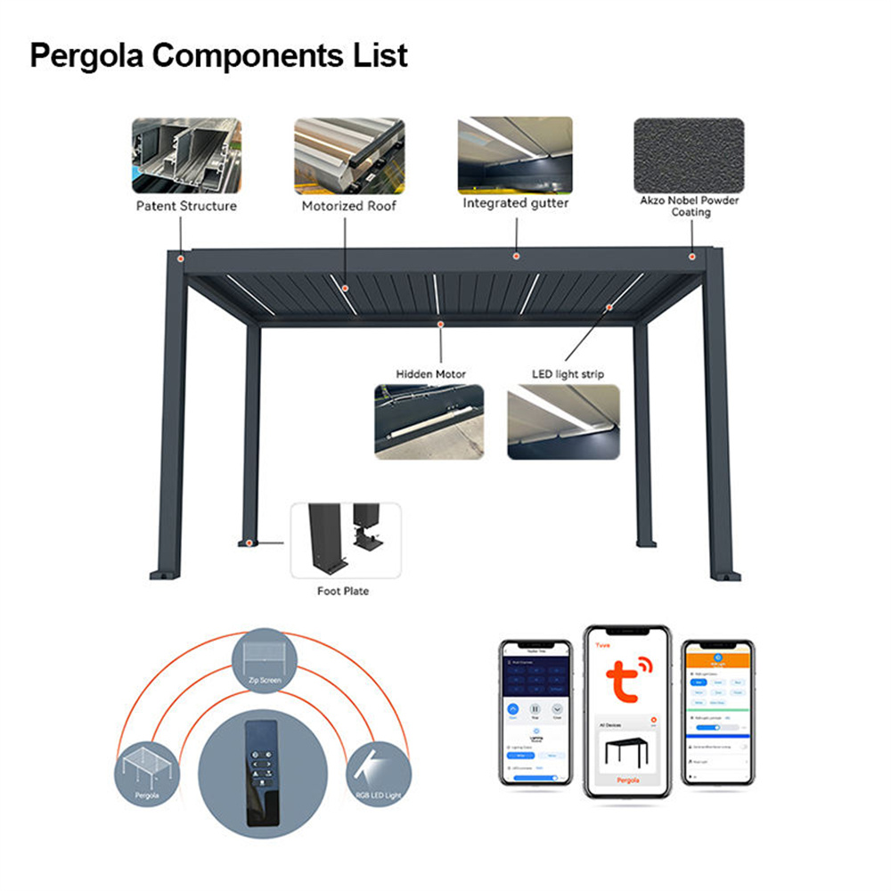 Aluminum Bioclimatic Pergola S - Outdoor Lighting Restaurant recension och pris