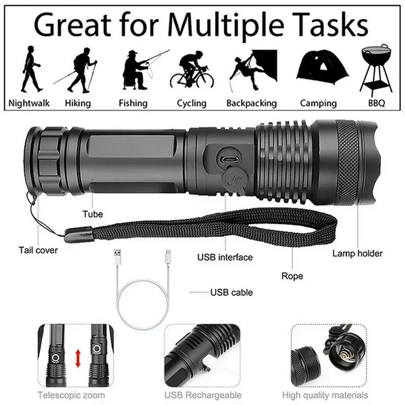High Power XHP70 Led Flashligh - Outdoor Lighting Quality recension och pris